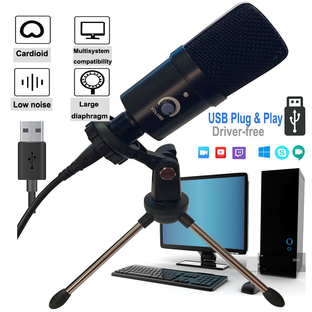 Condenser USB Microphone Kit Complete Set For Chatting Recording Singing PC Mic