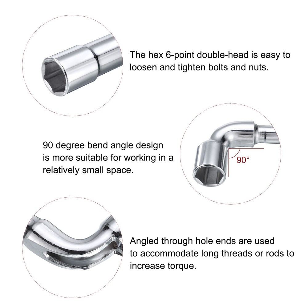 2pcs L Shaped Angled Hex Socket Wrench 8mm 9mm Double Ended Socket Spanner