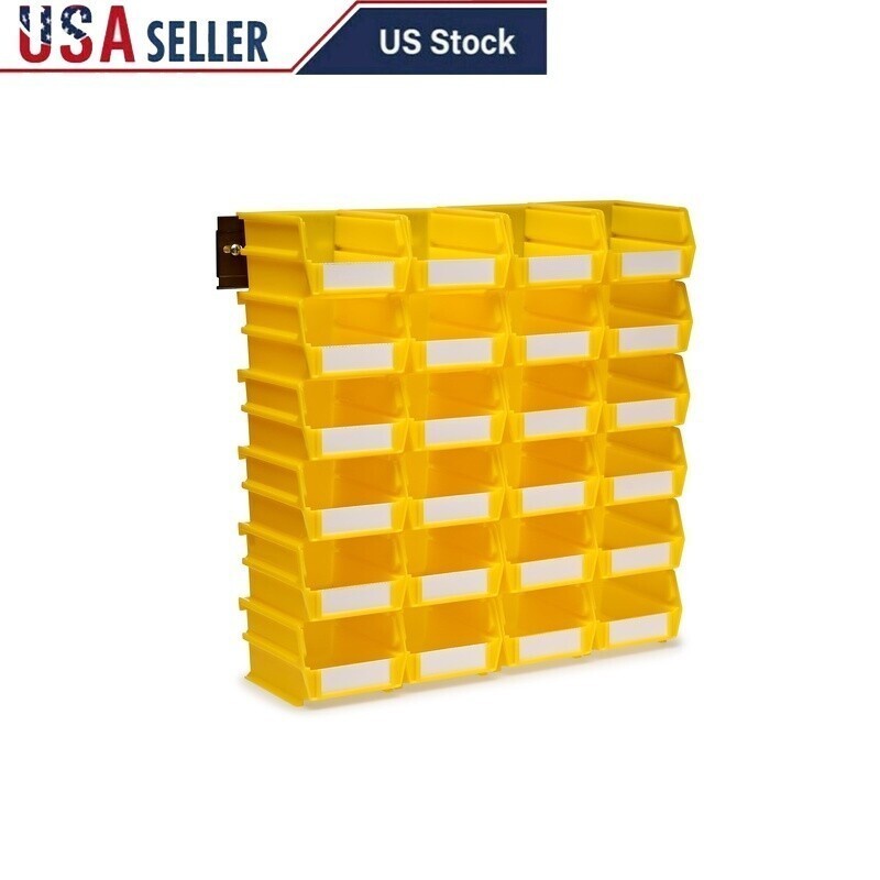 26 Piece Wall Storage Unit Interlocking Bins Organizer Garage Shop Tools Durable