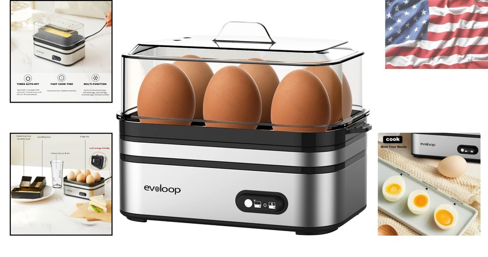Stainless Steel 6-Egg Poacher & Boiler - Electric, Multi-Functional Design