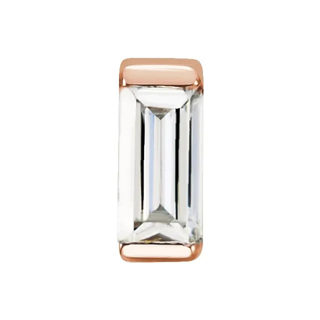 14K Rose Gold Unset Straight Baguette Solid Base Setting