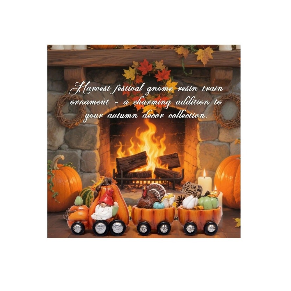 Pumpkin Express Train decorative figurine set