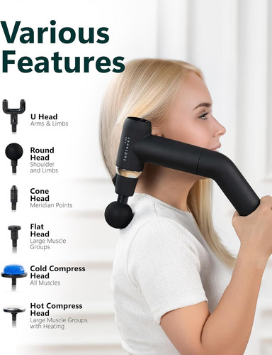 Massage Gun with Detachable Extension Handle for Deep Tissue Muscle...