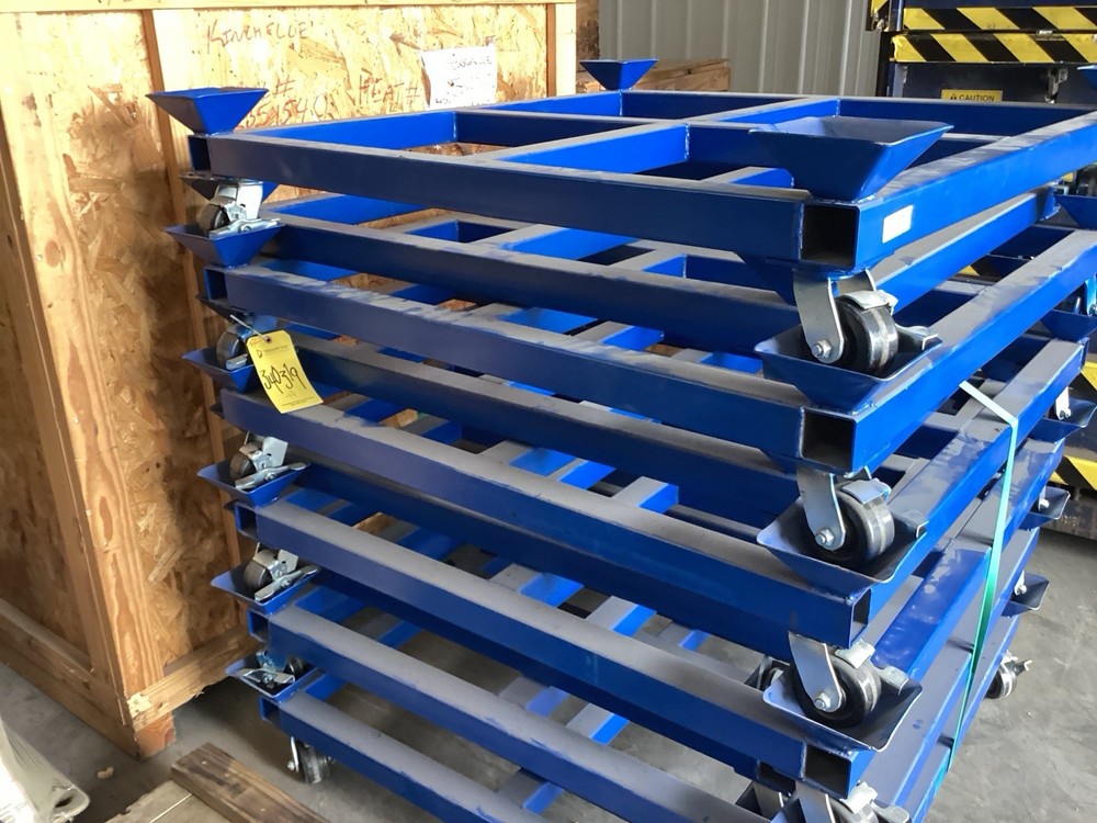 Heavy Duty 4’ X 4’ Rolling Dolly, Stackable. 1 lot of 11 dollies.