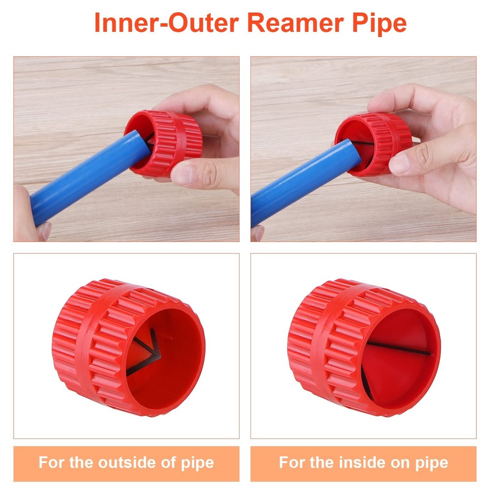 1/4'' - 1'' Depth Gauge and Pipe Deburring Tool, 1/8'' to 1-5/8'' Inner Outer...