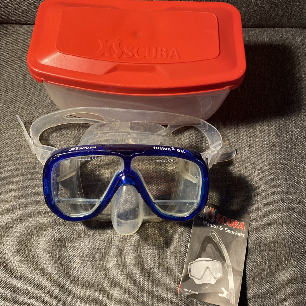 Used XS Scuba Gauge Reader Down View Design Scuba Dive Mask - Blue