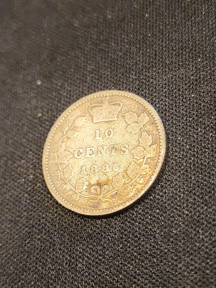 1886 Canada 10 Cents Small Date Silver Coin