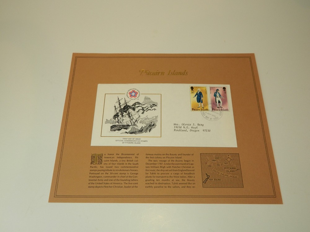 1976 OFFICIAL FIRST DAY COMMEMORATIVE STAMP, PITCAIRN ISLANDS