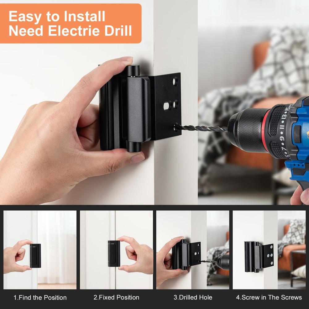 Husfunov 2 Pack Home Security Door Lock,Childproof 2Pack-Black