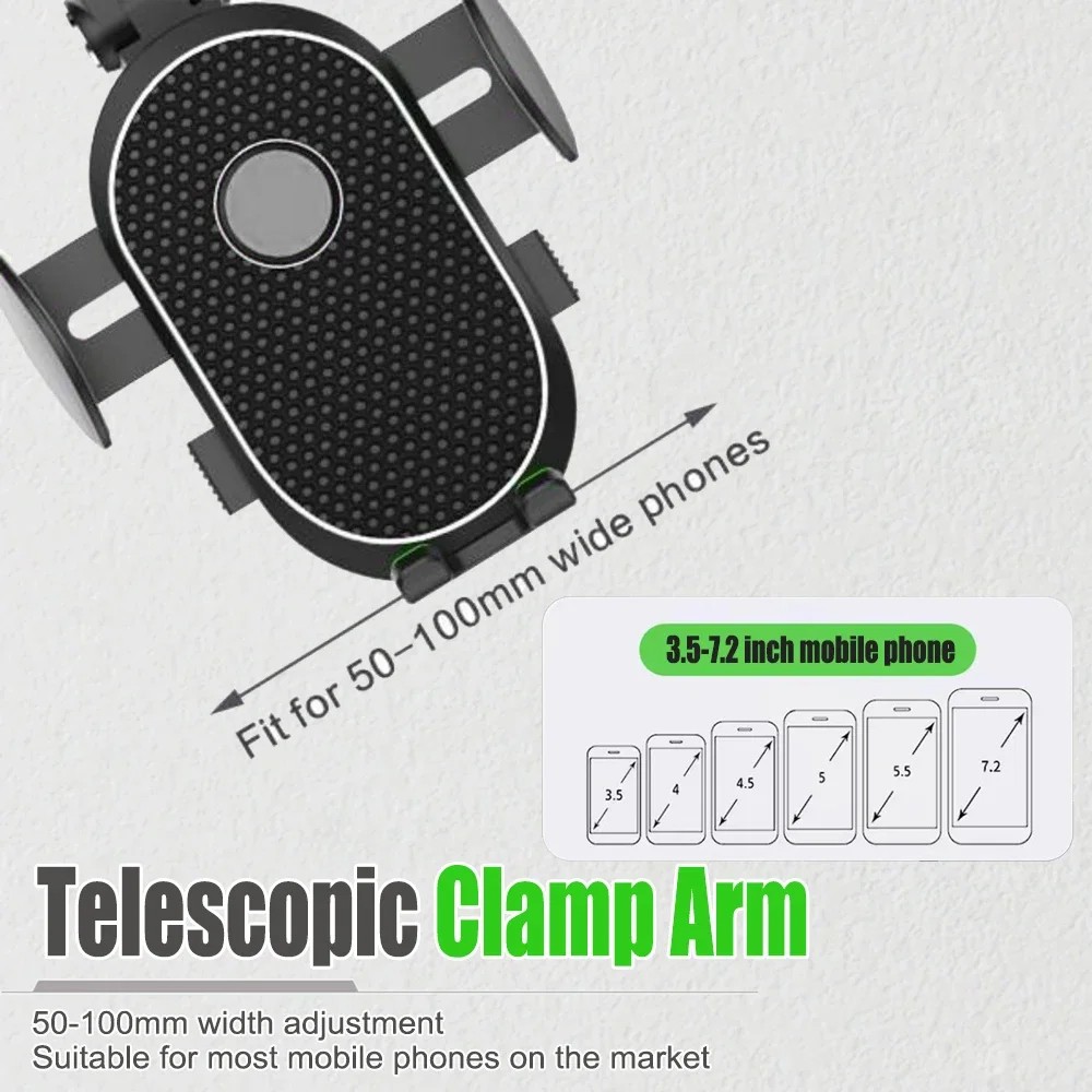 360° Car Rearview Mirror Rotation Adjustable Phone Holder Mount Multifunction