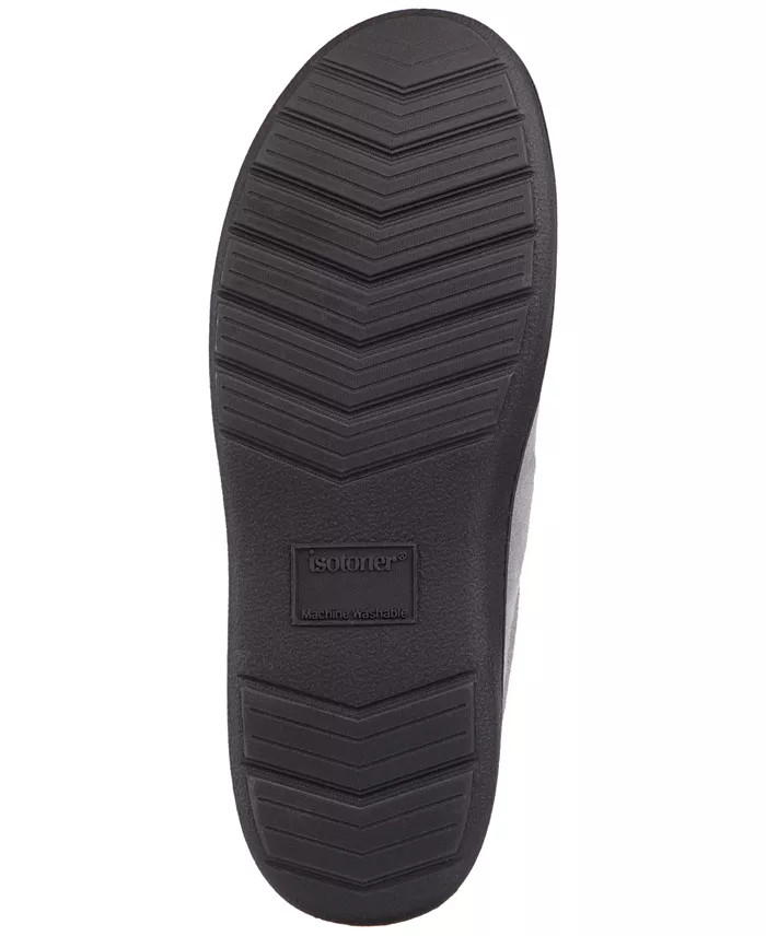 Isotoner Men's Microsuede Hoodback Slipper Ash Large