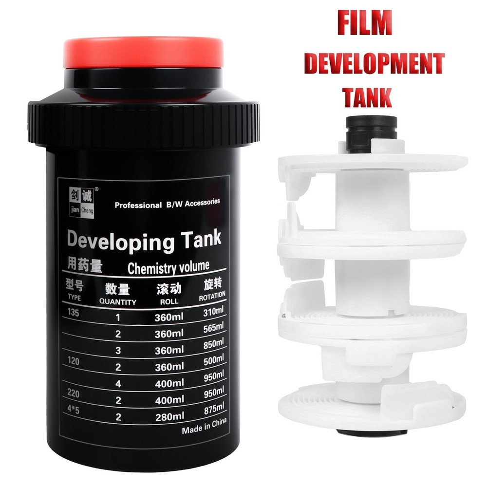 Film Developing Tank 3 Spirals 120 127 135 4x5 B&W Negative Dark Room Processing