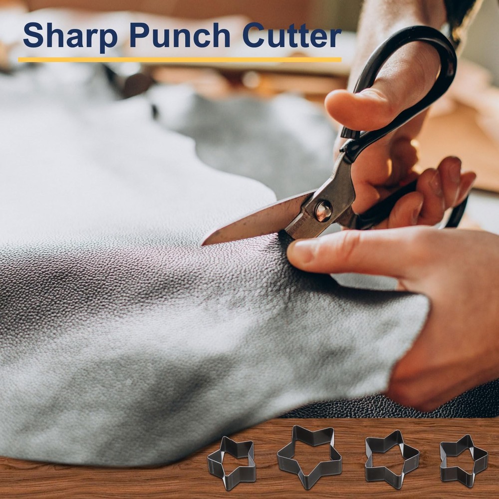 uxcell Leather Square Shape Punch Cutter Set 8 Sizes Silver Gray