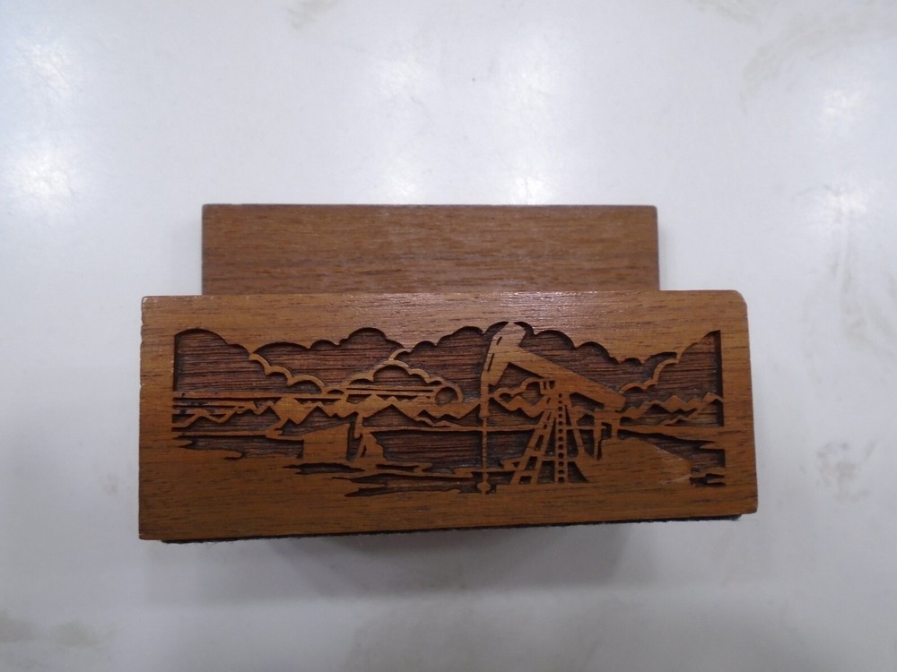 OIL PATCH Laser Engraved Desktop Organizers 3 Piece Set. Cut From Solid Walnut.
