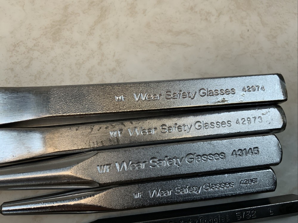 CRAFTSMAN 4302, 5pc PUNCH & CHISEL Set, Dusty Case, USA Made