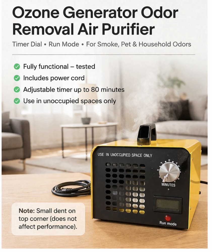 Ozone Generator Odor Removal Machine Air Purifier Timer Dial Smoke Eliminator