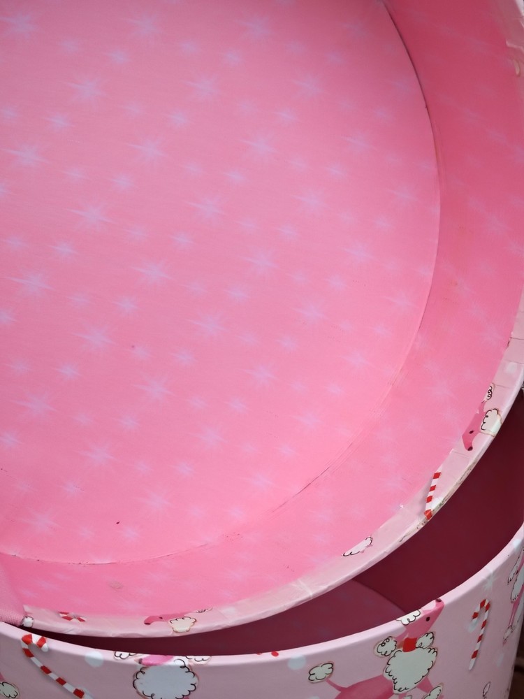 "Punch Studio" Pink Poodle Christmas Large Round Box
