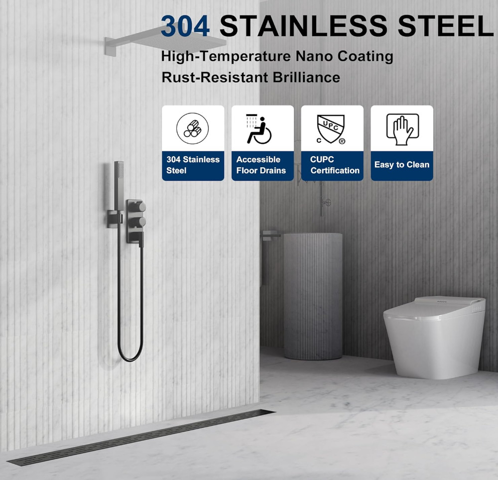 Neodrain 32 in Matte Black Linear Shower Drain, Rectangular Linear Shower Drain