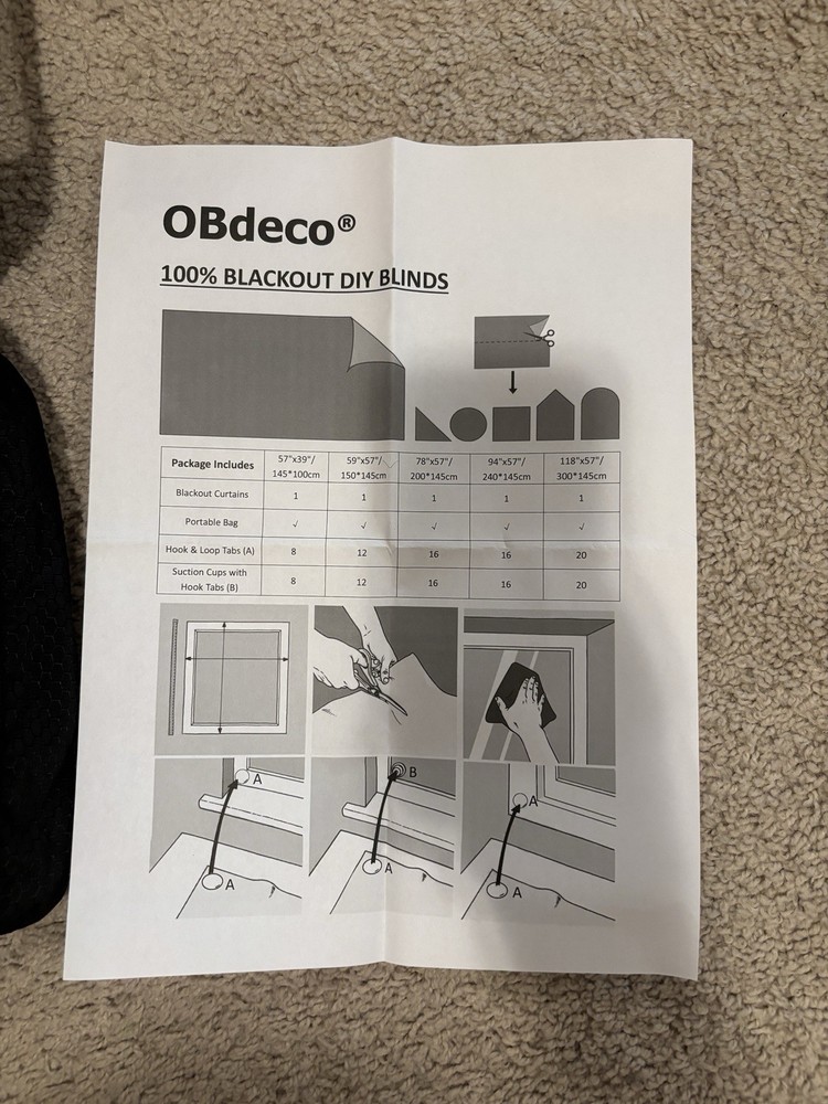 OBdeco 100% Blackout DIY Blinds Kit