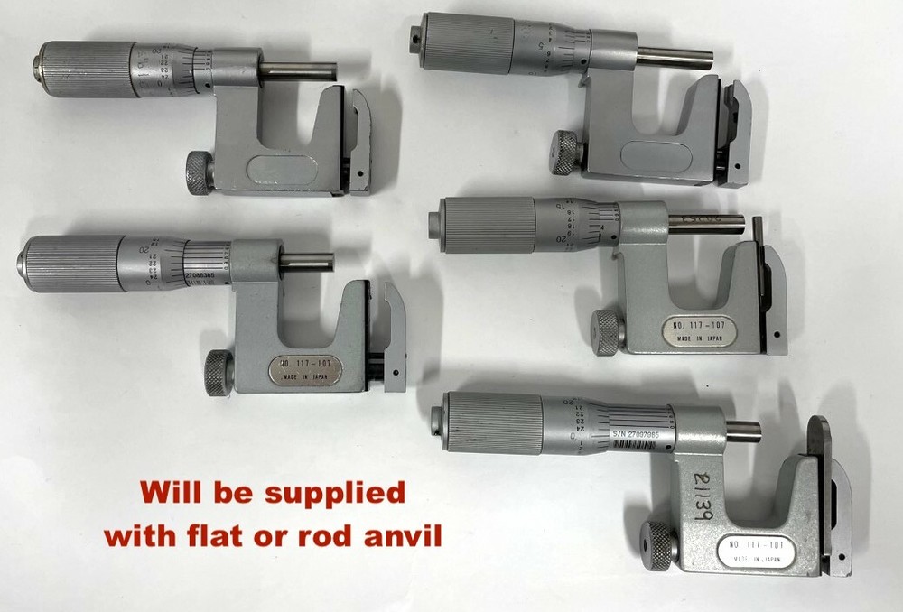 Mitutoyo 117-107 Uni-Mike Interchangeable Anvil Micrometer, 0-1" Range, .0001"