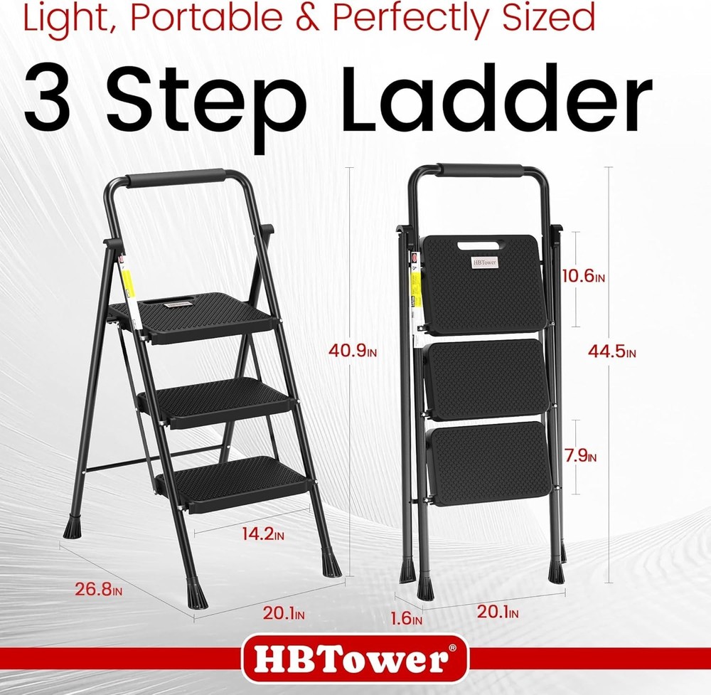 Convenient Folding Step Stool with Wide Steps and Safety Lock Mechanism