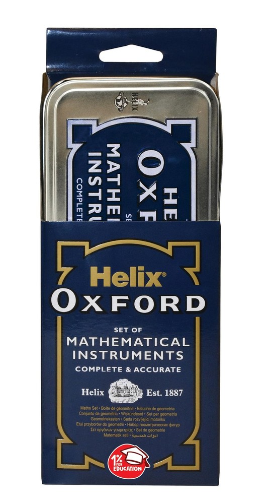 Helix Oxford Maths Set with Storage Tin Tin, ORIGINAL