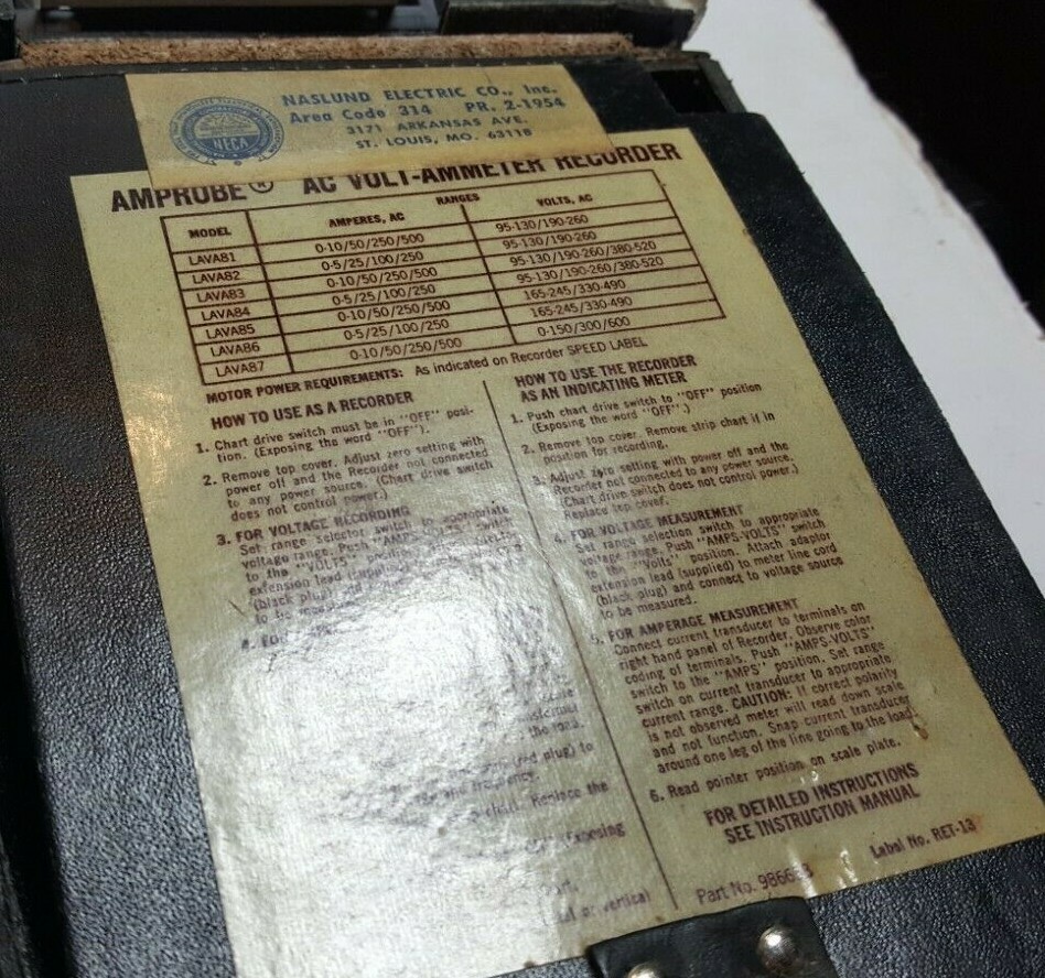 Vintage Amprobe AC Current Recorder LAA82 Untested
