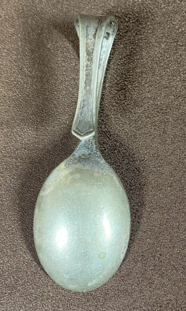 Vintage Curved Loop handle Baby Feeding Spoon Silverplate