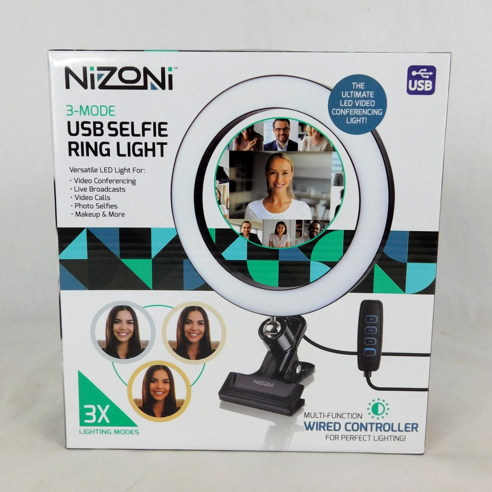 Nizoni 3 Mode USB Selfie Ring Light 8" Computer Wired Controller Clamp Base NEW