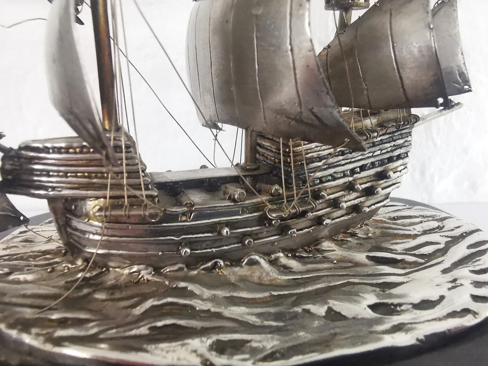 Solid Silver Mary Rose Ship Model - Birm. 1981
