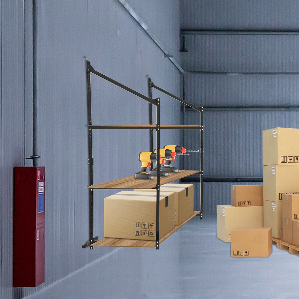 2 Pack Container Shelving Bracket Set, 3-Tier Cargo Storage Shelf Brackets