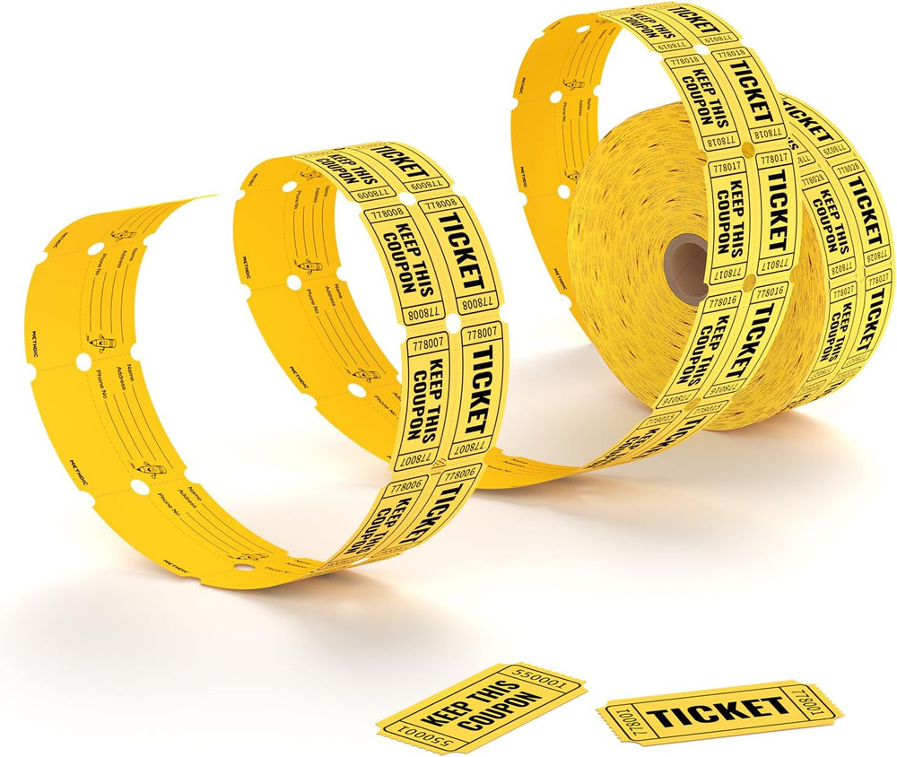 2000 Orange Raffle Tickets (4 Color Selection), Double Roll, Ticket for Events,