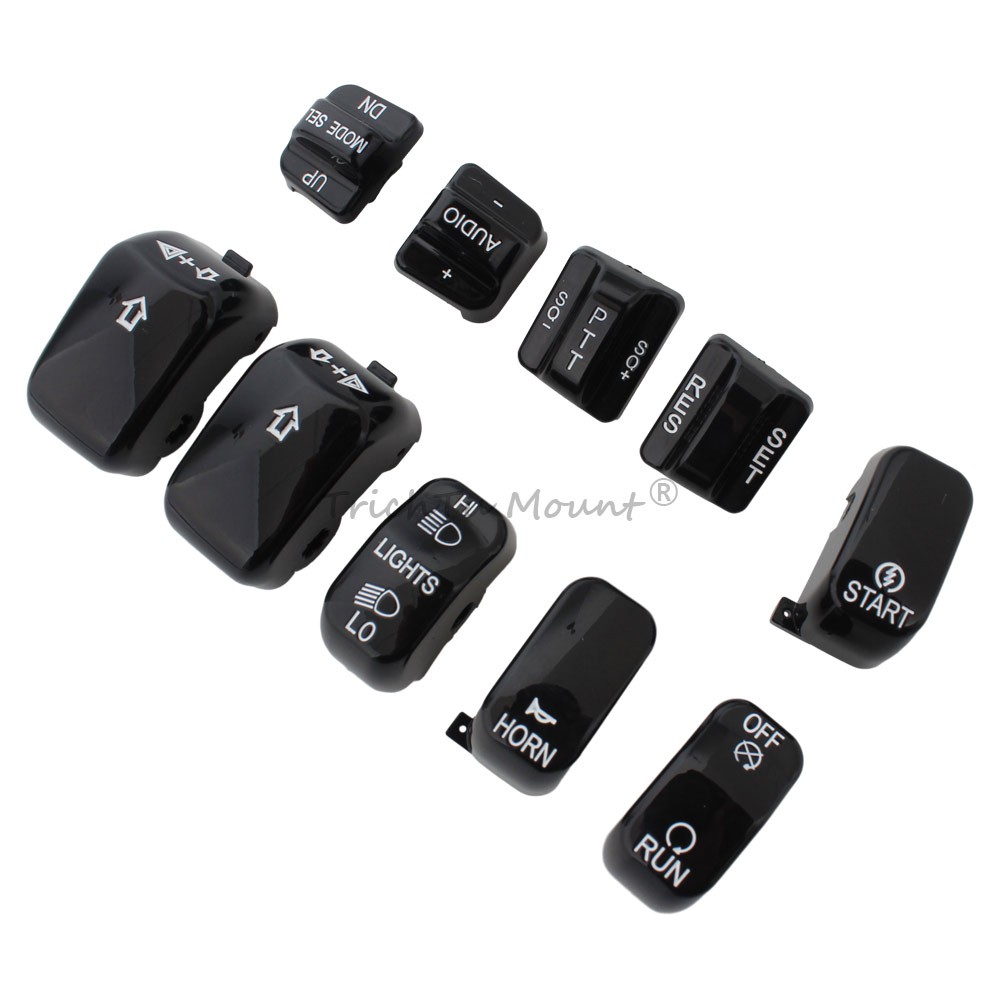 Black Hand Control Switch Button Caps For Harley Electra Glide FLHTCU 1996-2013