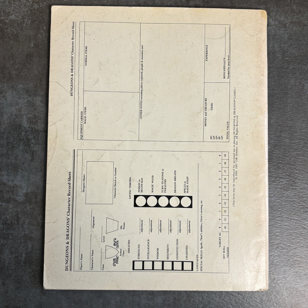 D&D Dungeons & Dragons TSR Players Manual