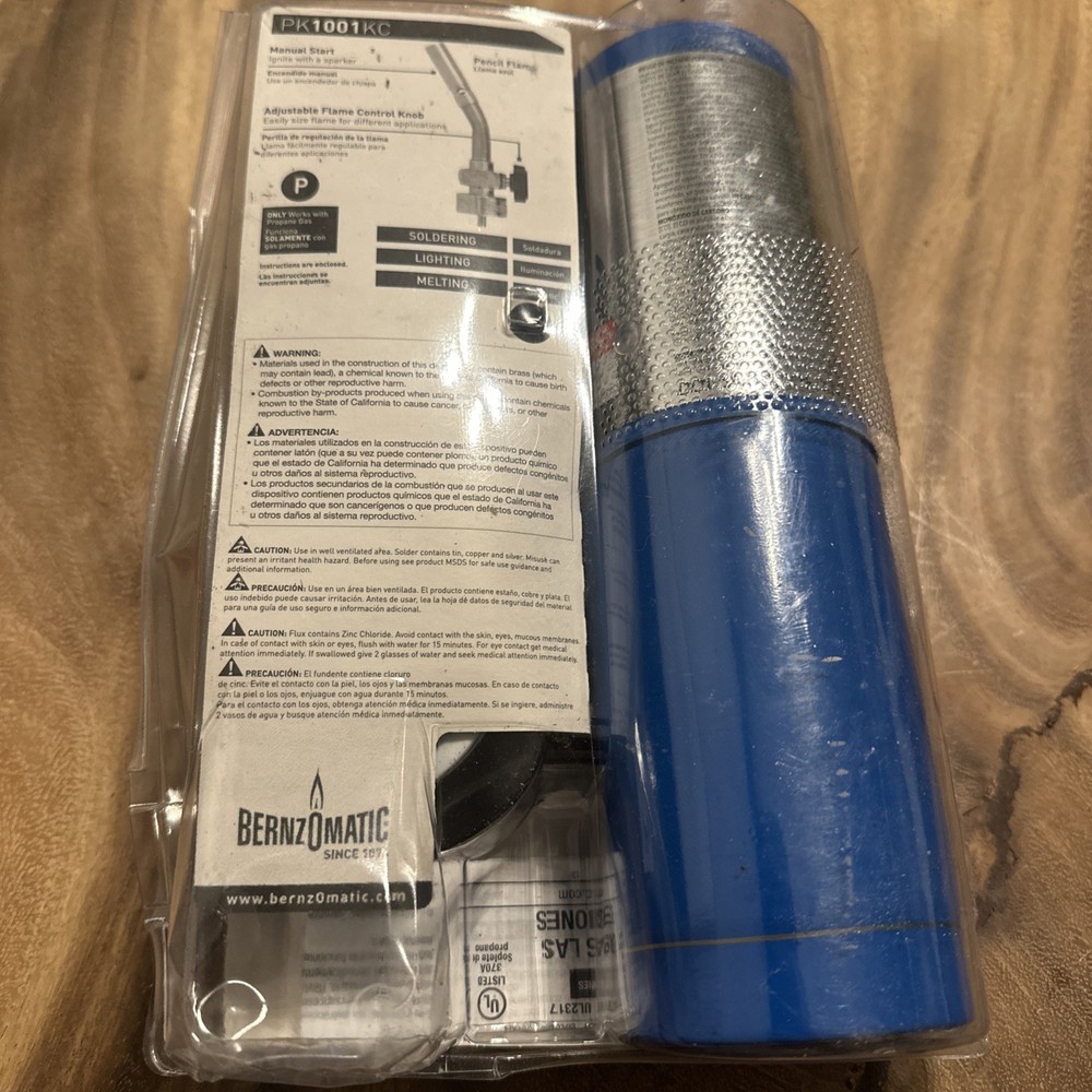 Authentic Bernzomatic PK1001KC Solid Brass Torch Plumbers Kit 5 Pc