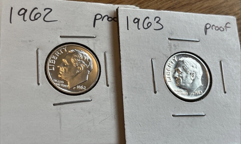1962 And 1963 Roosevelt Silver Proof Dimes