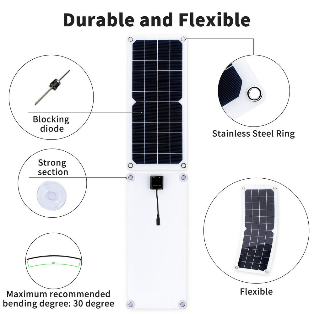 10W 12V Dual USB Solar Panel Battery Charger Kit Car Boat W/Cable & Controller