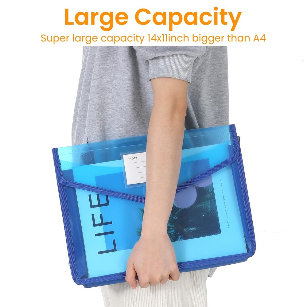 12 Pcs Plastic Expanding File Folder, Folders for Documents with Snap Closure...