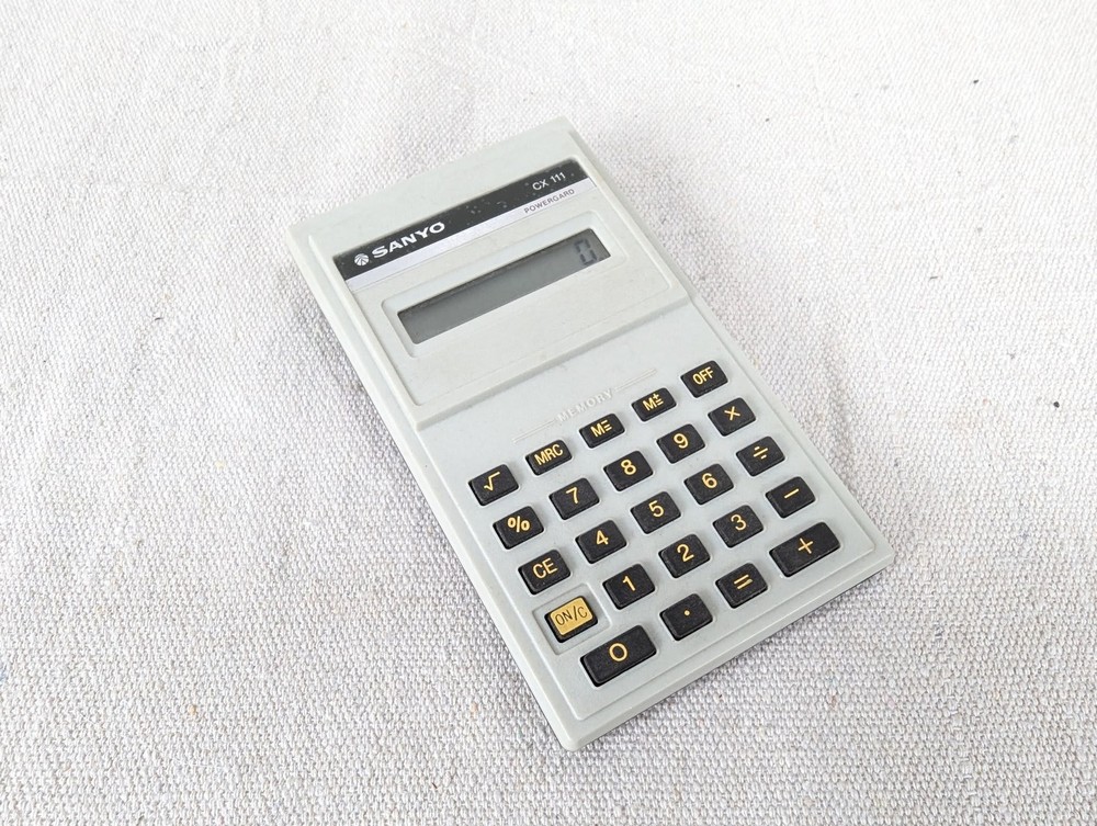 Vintage Sanyo CX 111 Powergard Electronic Calculator Basic Arithmetic Memory ...