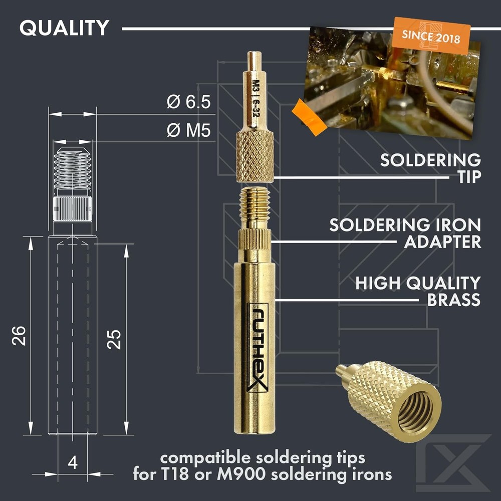 ruthex 7X Soldering Tips/Heat Set Insert Tips - for Thread Inserts M2 / M2.5 / M