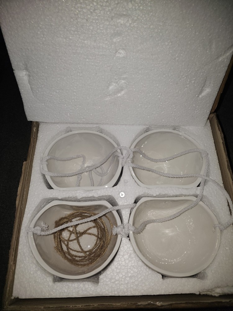 4-Tier Hanging Plant Holder White Ceramic Planter