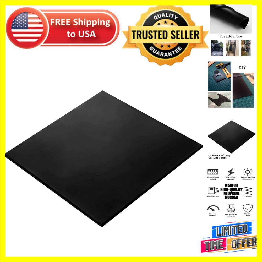 Solid Neoprene Rubber Rolls 1/8" Thick - Waterproof & Versatile for All Projects