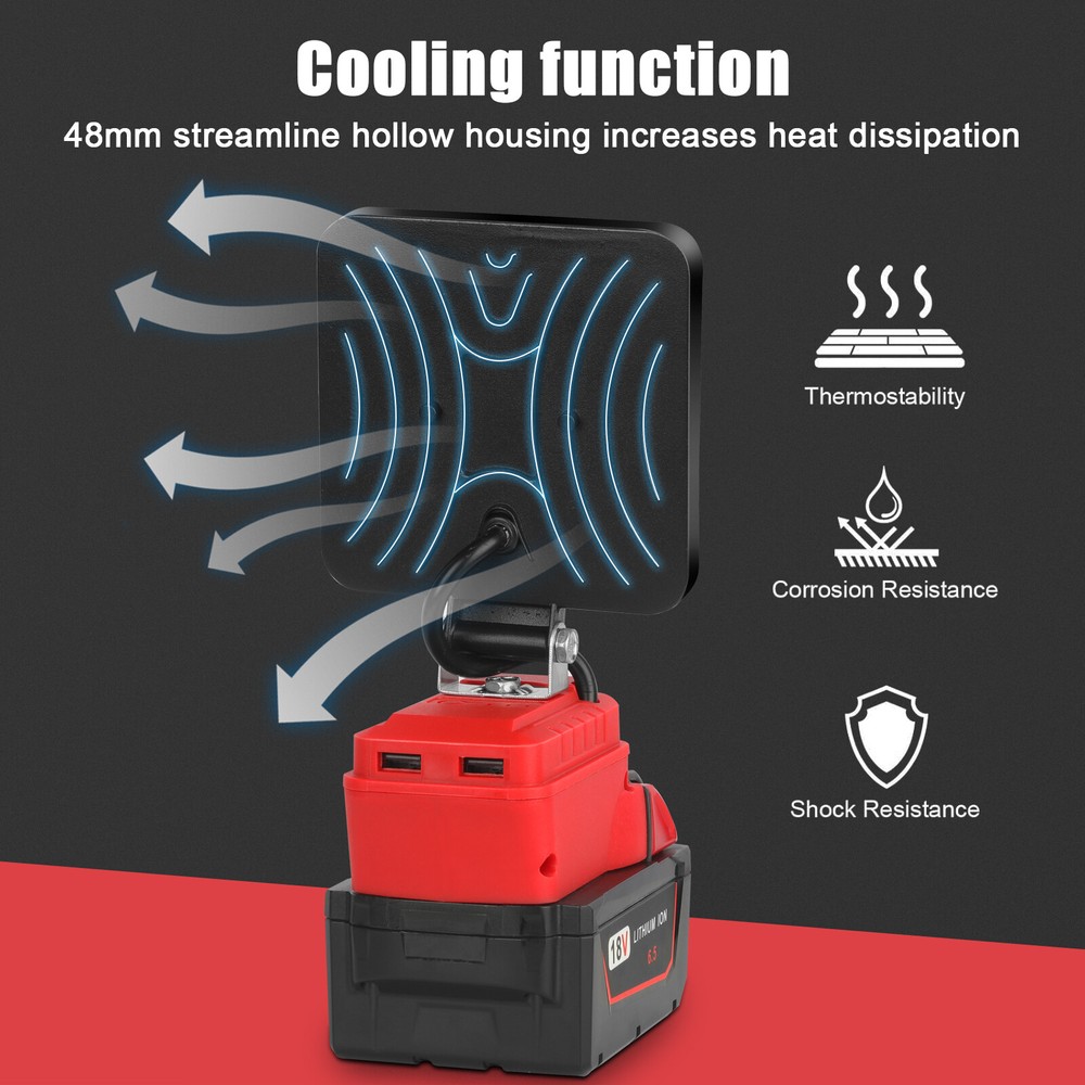 2 Pack 60W 18V LED Work Light Flashlight for Milwaukee M-18 Battery USB Output