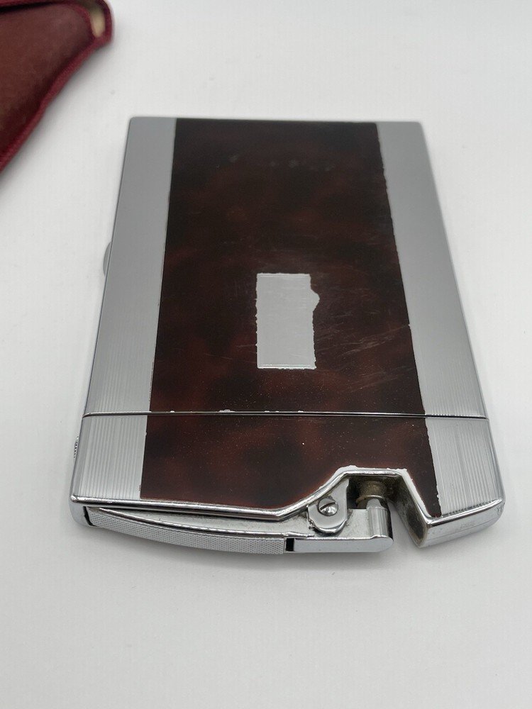 Vintage RONSON Art Deco Lighter / Large Cigarette Case Holder With Felt Case