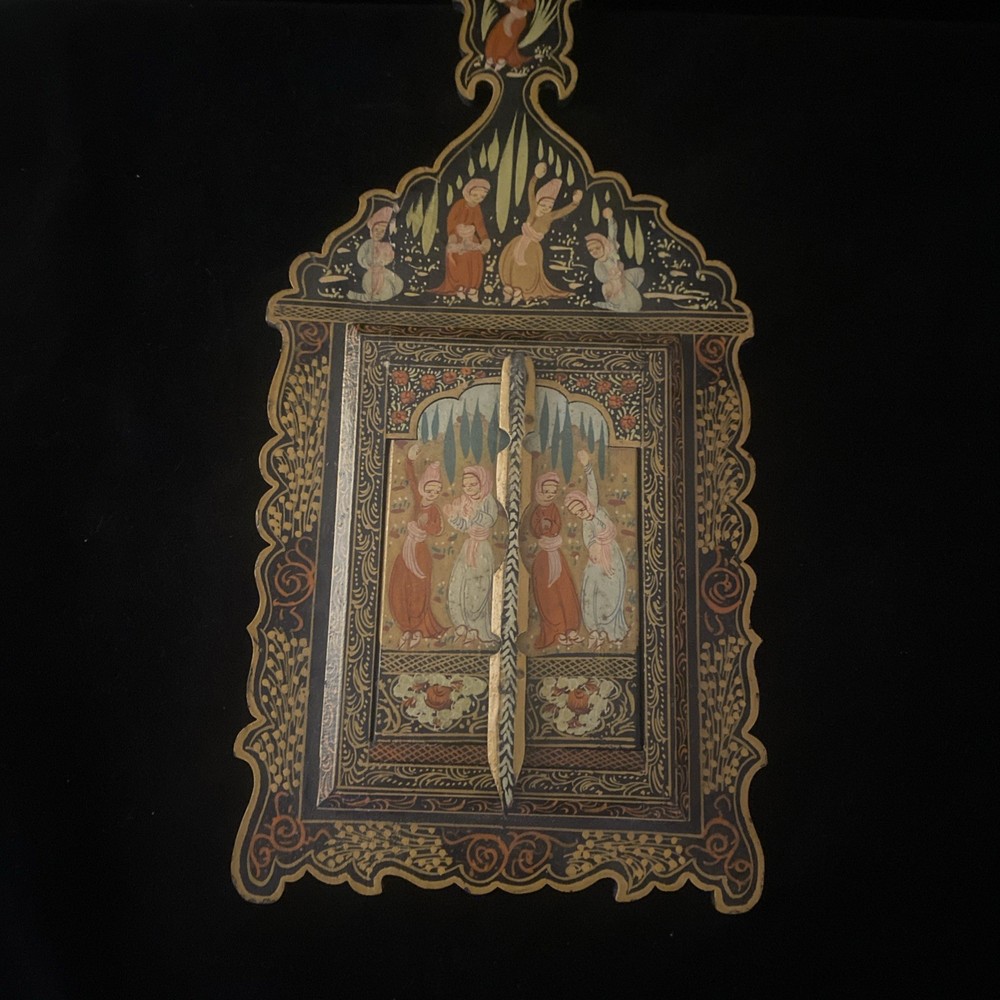 Antique Handpainted Qajar Laquer Mirror