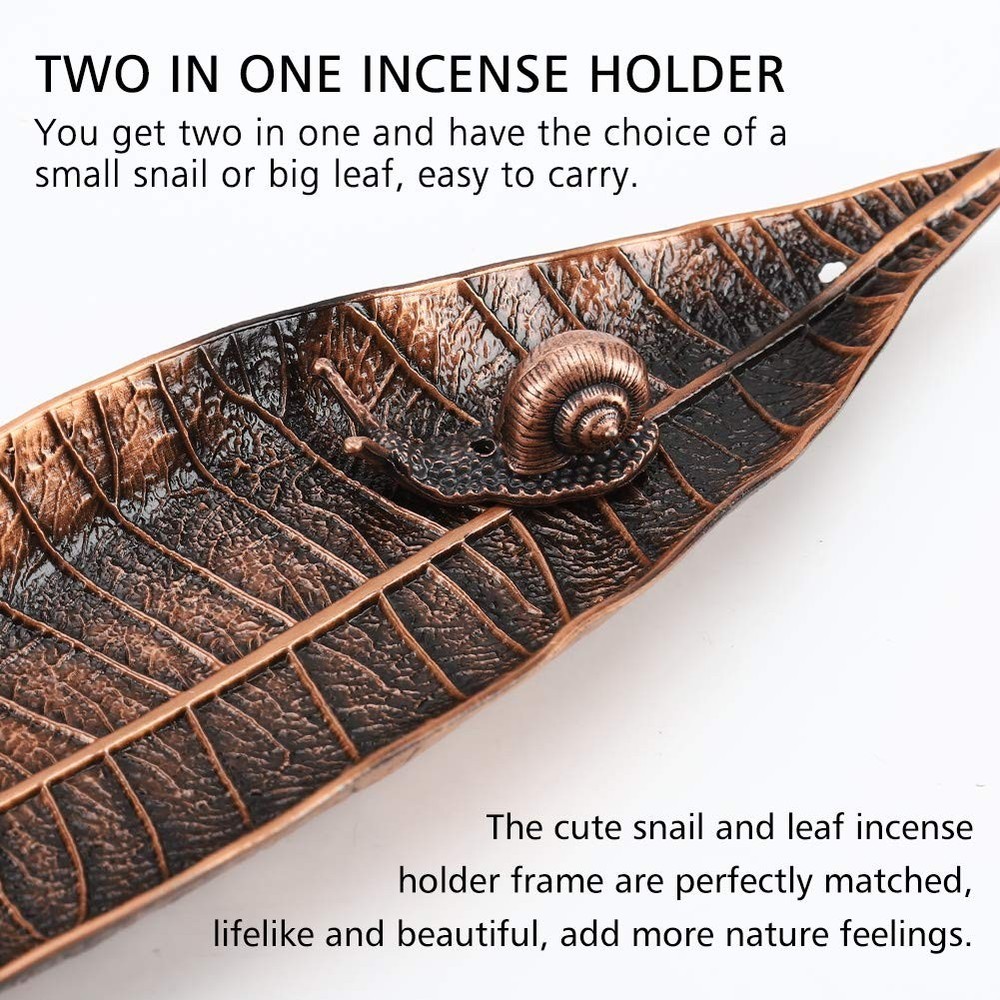 Accmor Incense Holder Set, Leaf and Snail Burner, Red Copper