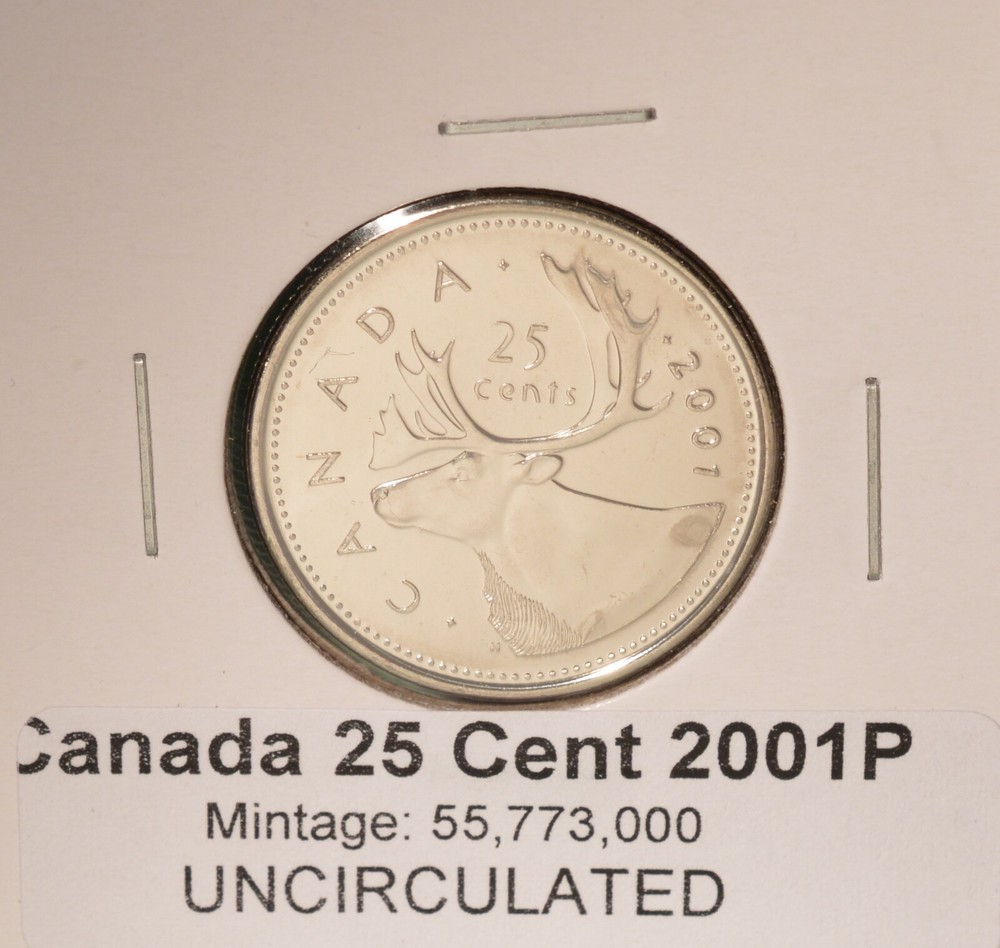 2001p Canada Quarter - UNCIRCULATED - from original mint roll