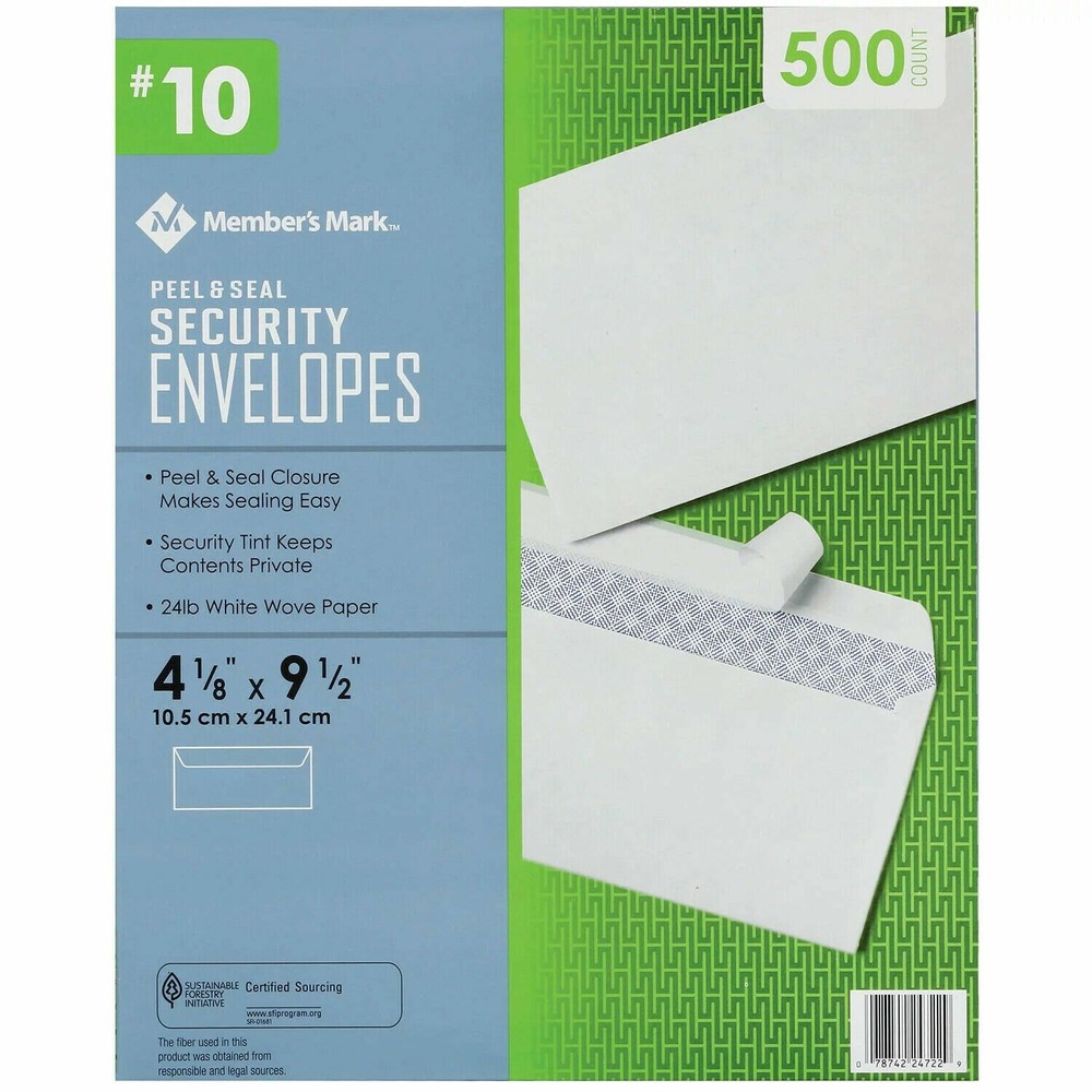 Member's Mark Envelope #10, Peel and Seal (500 ct) For Fast & Efficient Mailing