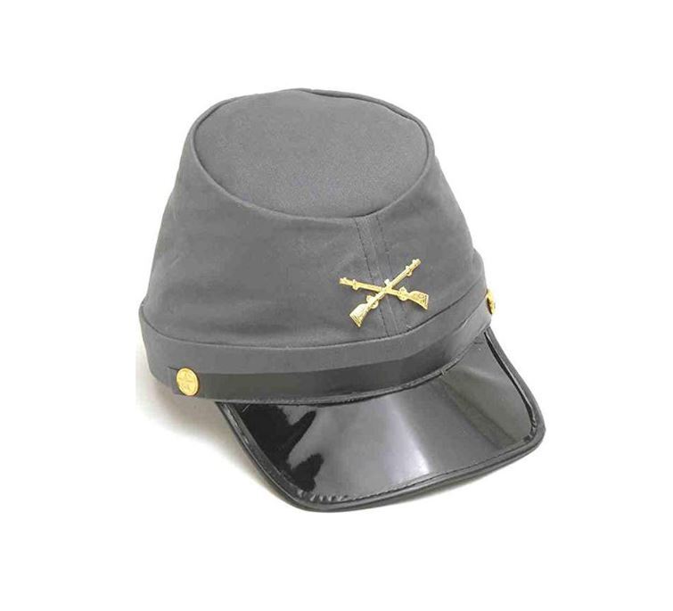 Civil War Kepi Hat - Grey - Wool - Costume Accessory - 3 Sizes