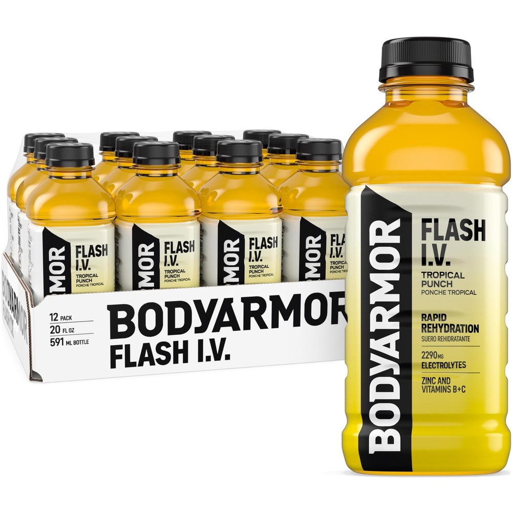 BODYARMOR Flash I.V. Electrolyte Beverage, Tropical Punch, Hydration Drink wi...